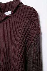 Women Oblique Collared Rib Knitted Sweater