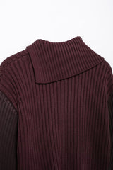 Women Oblique Collared Rib Knitted Sweater