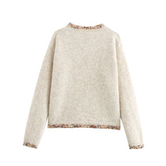 Women Lacework Long Sleeve Knitted Pullover Sweater