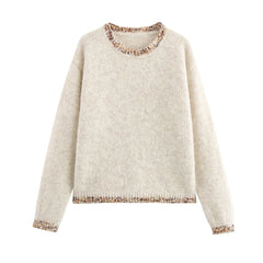 Women Lacework Long Sleeve Knitted Pullover Sweater