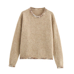 Women Lacework Long Sleeve Knitted Pullover Sweater