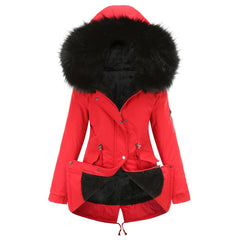 Women Big Fur Collar Thickened Cotton-Padded Coat