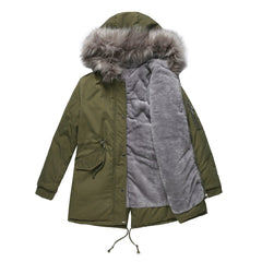 Women Big Fur Collar Thickened Cotton-Padded Coat