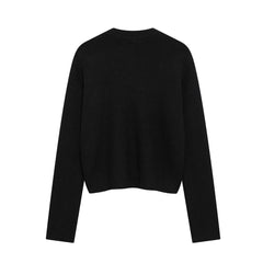 Women Ball Decoration Long Sleeve Round Neck Sweater