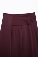 Women French Wide Pleated Midi Skirt