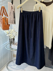 Denim Retro Color Casual Midi Skirt