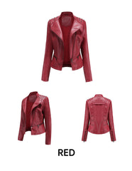 Women Leather Slim Thin Casual Jacket