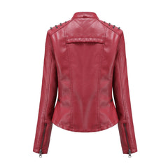 Women Leather Slim Thin Casual Jacket