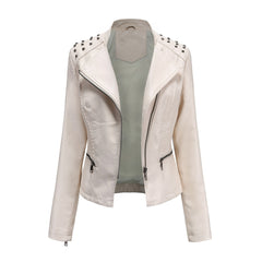 Women Leather Slim Thin Casual Jacket