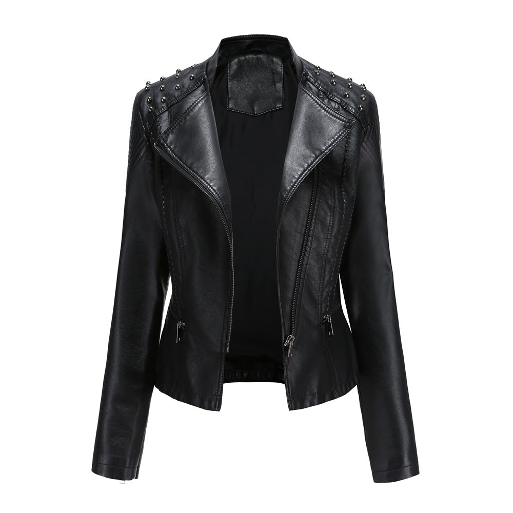 Women Leather Slim Thin Casual Jacket