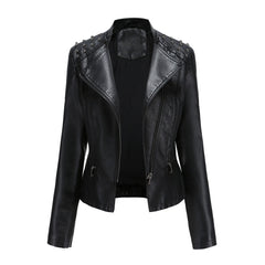 Women Leather Slim Thin Casual Jacket