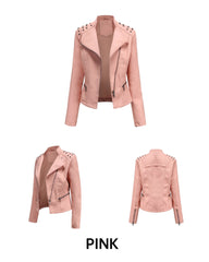 Women Leather Slim Thin Casual Jacket