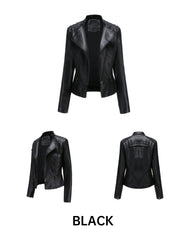 Women Leather Slim Thin Casual Jacket