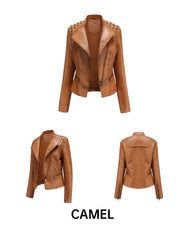 Women Leather Slim Thin Casual Jacket