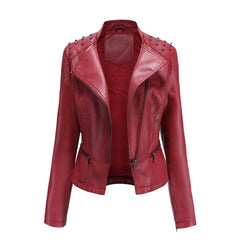 Women Leather Slim Thin Casual Jacket