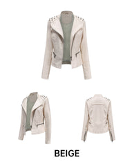 Women Leather Slim Thin Casual Jacket