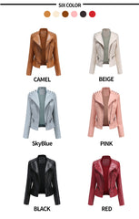 Women Leather Slim Thin Casual Jacket