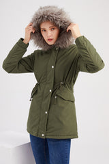 Women Big Fur Collar Thickened Cotton-Padded Coat