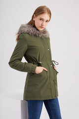 Women Big Fur Collar Thickened Cotton-Padded Coat