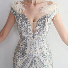 3D Strong Sequin Elegant Floral Slim Fit Evening Dress