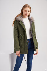 Women Big Fur Collar Thickened Cotton-Padded Coat