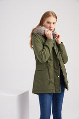 Women Big Fur Collar Thickened Cotton-Padded Coat