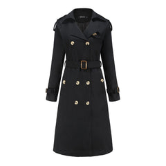 Women Long Waist Cotton Windbreaker Coat