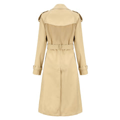 Women Long Waist Cotton Windbreaker Coat