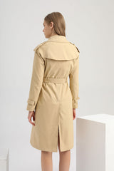 Women Long Waist Cotton Windbreaker Coat