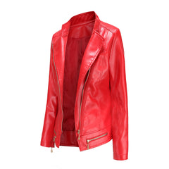 Women Faux Leather Thin Jacket