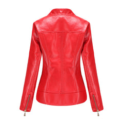 Women Faux Leather Thin Jacket