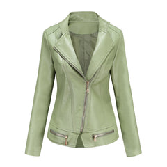 Women Faux Leather Thin Jacket