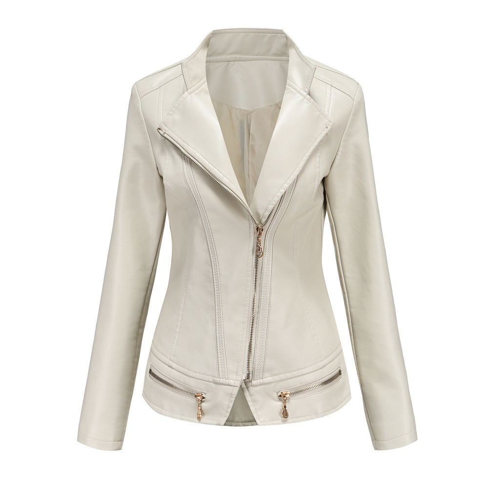 Women Faux Leather Thin Jacket