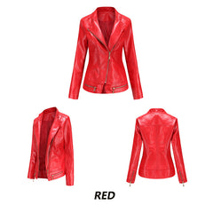 Women Faux Leather Thin Jacket