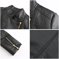 Women Faux Leather Thin Jacket