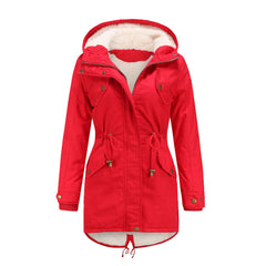 Women Cotton-Padded Hooded Drawstring Cotton-Padded Coat