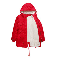 Women Cotton-Padded Hooded Drawstring Cotton-Padded Coat