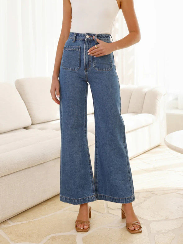 Women Casual Retro Loose Straight Jeans