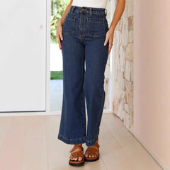 Women Casual Retro Loose Straight Jeans