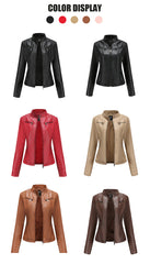 Women Thin Motorcycle Leather Short Chic Jacket