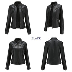 Women Thin Motorcycle Leather Short Chic Jacket