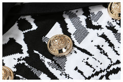 Classic Black White Geometry Printing Short Jacket