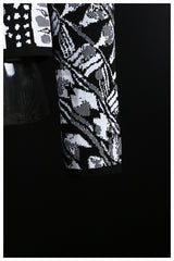 Classic Black White Geometry Printing Short Jacket