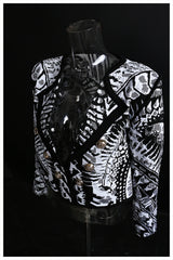 Classic Black White Geometry Printing Short Jacket