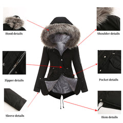 Women Big Fur Collar Thickened Cotton-Padded Coat