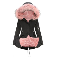 Women Big Fur Collar Thickened Cotton-Padded Coat