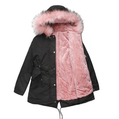 Women Big Fur Collar Thickened Cotton-Padded Coat