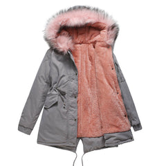 Women Big Fur Collar Thickened Cotton-Padded Coat