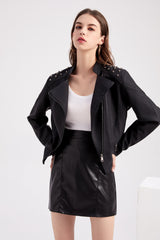 Women Leather Slim Thin Casual Jacket