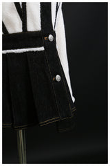 French Wool Black White Contrast Color Coat With Pocket